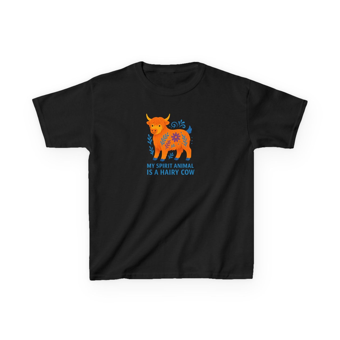 Youth My Spirit Animal is a Hairy Cow T-Shirt | My Spirit Animal Top | Cute Cow Shirt for Kids | Birthday Gift | Young Animal Lover Apparel