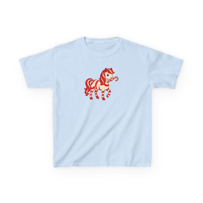 Youth Peppermint Pony T-Shirt | Whimsical Holiday Kids Tee | Festive Children's Apparel