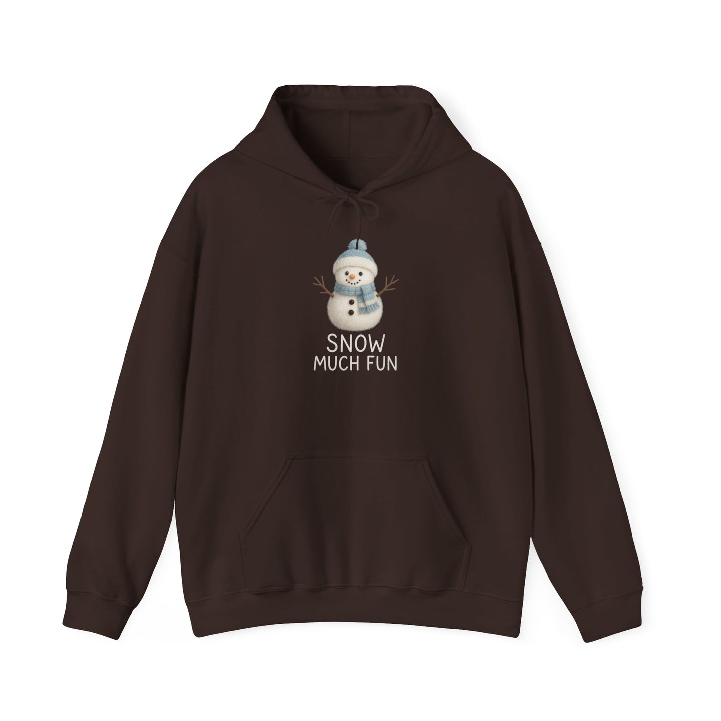Snow Much Fun Hoodie | Cute Snowman Winter Holiday Hooded Sweatshirt | Cozy Winter Clothing
