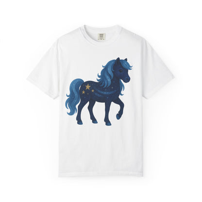Starry Night Pony T-Shirt | Celestial Horse Tee | Magical Animal Shirt | Unique Equestrian Gift | Fantasy Horse Lover Apparel