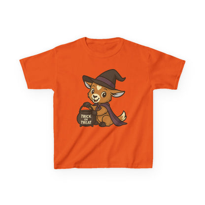 Youth Halloween 1 - Witchy Trick or Treat Kid T-Shirt | Exclusive HorsePlay Gifts Art | Cute Witchy Kid | Halloween Kids Tee