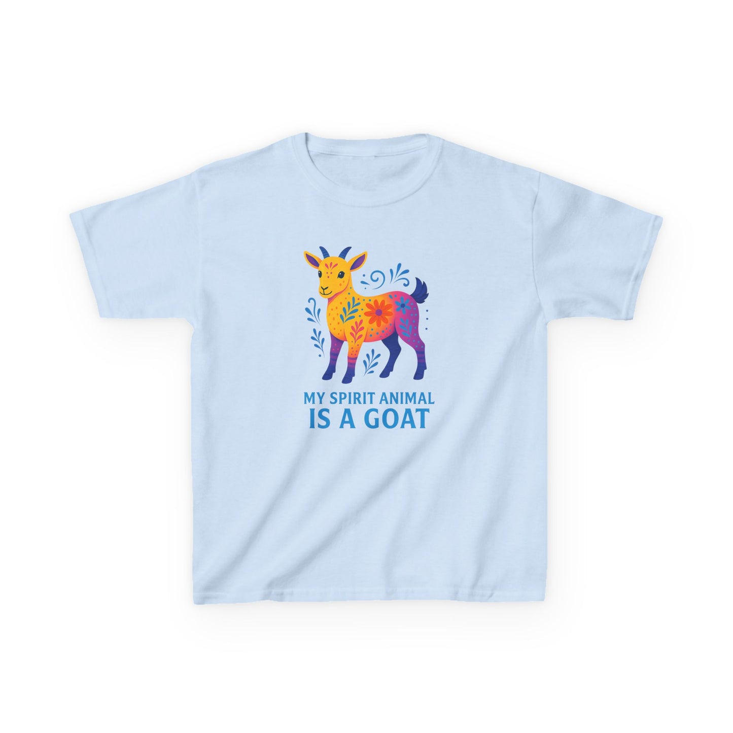 Youth My Spirit Animal is a Goat Bright T-Shirt | Playful Goat T-Shirt | Colorful Kids Shirt | Animal Lover Gift | Cool Children Tee
