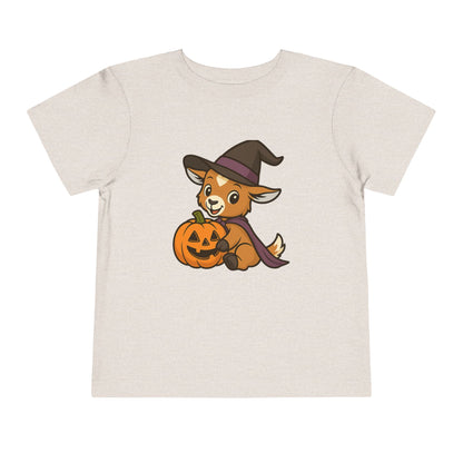 Toddler Halloween 5 - Witchy Kid with Pumpkin Shirt | Cute Kid with Pumpkin Tee | Toddler Witch Hat T-Shirt | Prancer Pumpkin Patch Shirt