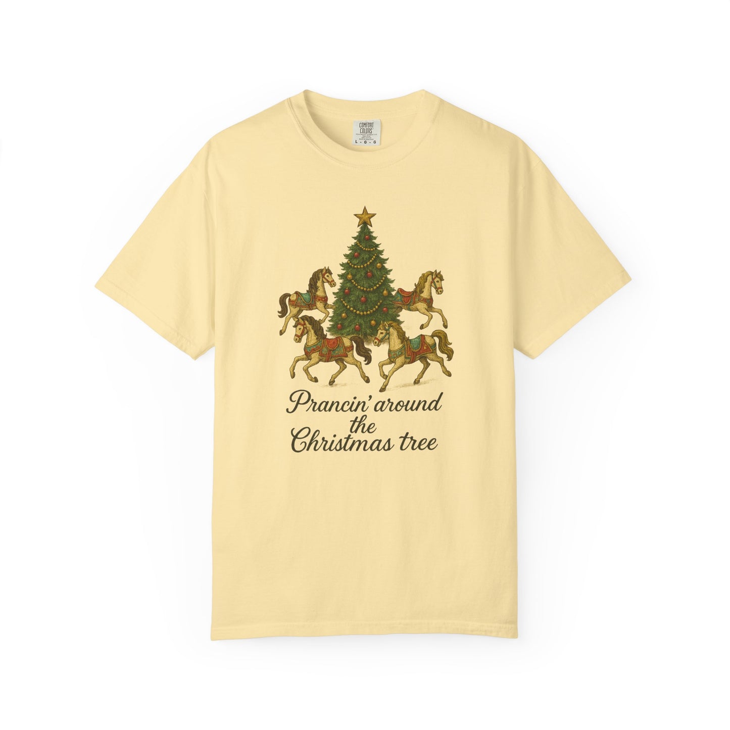 Prancin' Around the Christmas Tree T-Shirt | Christmas Carousel Top | Holiday Design Clothing | Unisex T-shirt