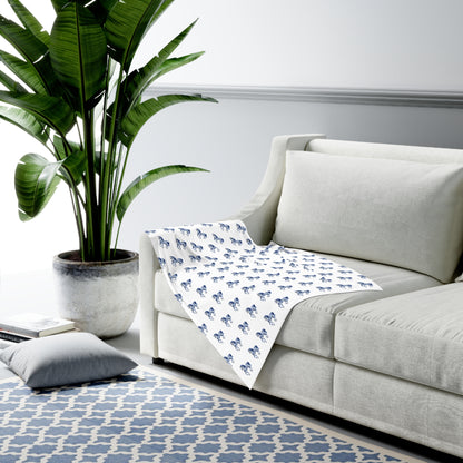 Blue "Porcelain Pony" Baby Swaddle Blanket - Soft Jersey for Newborns