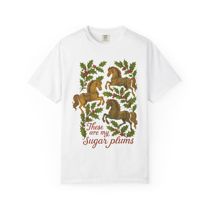 Sugar Plums T-Shirt | Horse & Foliage Clothing | Vintage Equestrian Holiday Tee