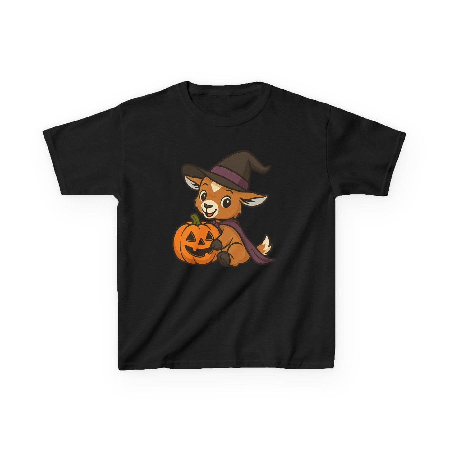 Youth Halloween 5 - Witchy Kid with Pumpkin T-Shirt | Cute Kid Pumpkin Tee | Kids Witch Hat T-Shirt | School Halloween Party Outfit