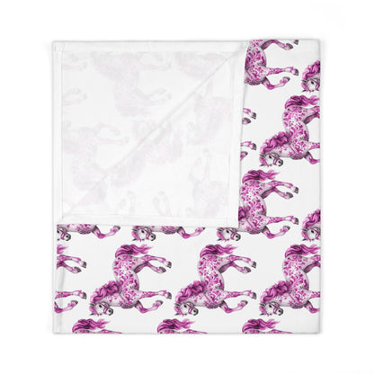 Pink  "Porcelain Pony" Baby Swaddle Blanket