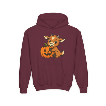 Youth Halloween 4 - Pumpkin Hug Kid Hoodie | Cute Kid Pumpkin Hooded Sweatshirt | Kids Farm Animal Pullover | Cozy Pumpkin Patch Outfit for Boys & Girls