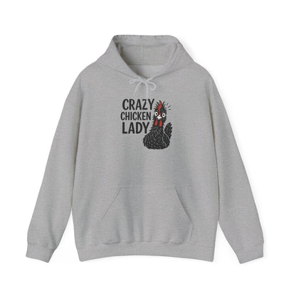 Crazy Chicken Lady Hoodie - Funny Gift for Animal Lovers, Farmhouse Style Hooded Sweatshirt, Cozy Apparel for Hen Enthusiasts, Perfect for Fall