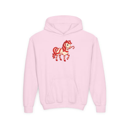 Youth Peppermint Pony Hoodie | Kids Hoodie for Christmas | Festive Children's Apparel