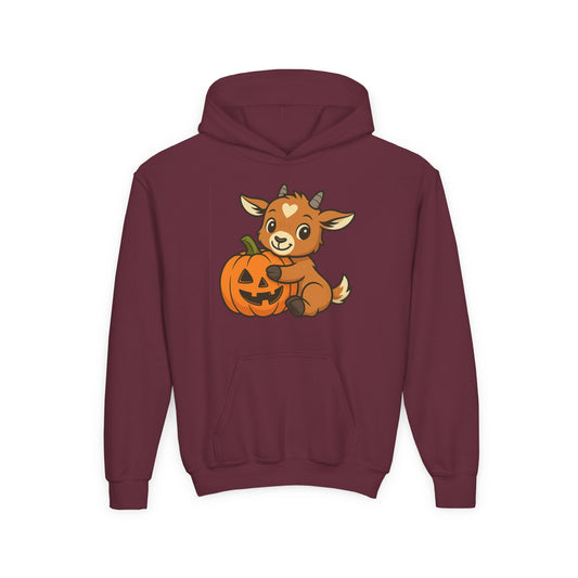 Youth Halloween 4 - Pumpkin Hug Kid Hoodie | Cute Kid Pumpkin Sweatshirt | Kids Farm Animal Pullover | Cozy Pumpkin Patch Outfit for Boys & Girls