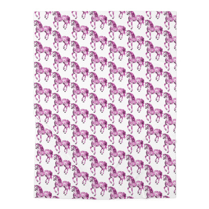 Pink  "Porcelain Pony" Baby Swaddle Blanket