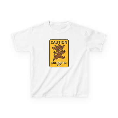 Youth Energetic Kid T-Shirt | Caution T-shirt for Playful Children | Fun Gift for Kids | Adventure Wear | Unique Birthday Present