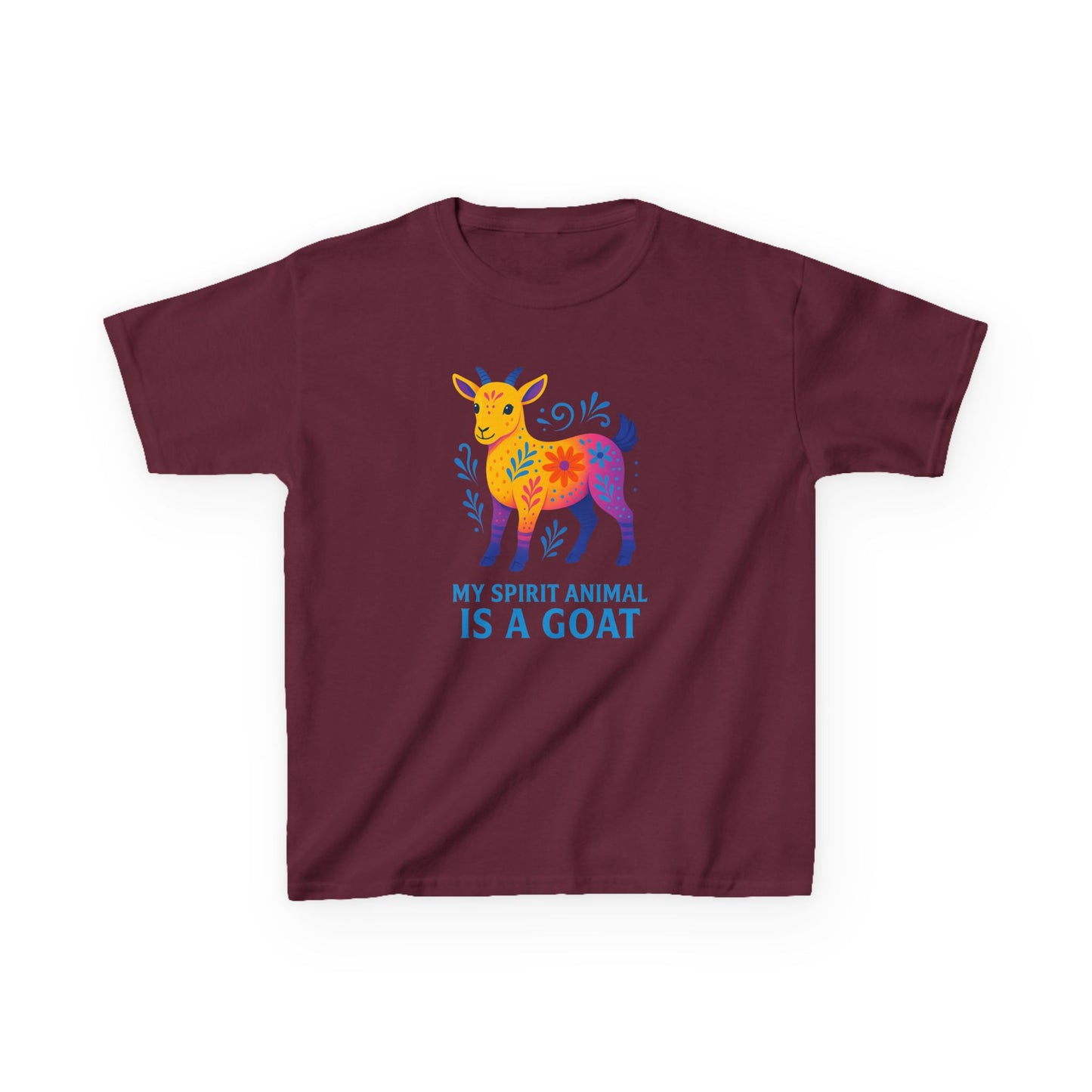 Youth My Spirit Animal is a Goat Bright T-Shirt | Playful Goat T-Shirt | Colorful Kids Shirt | Animal Lover Gift | Cool Children Tee