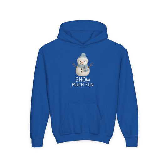 Youth Snow Much Fun Hoodie | Snowman Kids Hooded Sweatshirt | Cozy Winter Clothing