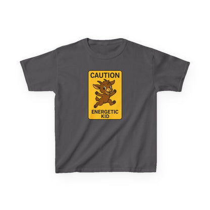 Youth Energetic Kid T-Shirt | Caution T-shirt for Playful Children | Fun Gift for Kids | Adventure Wear | Unique Birthday Present