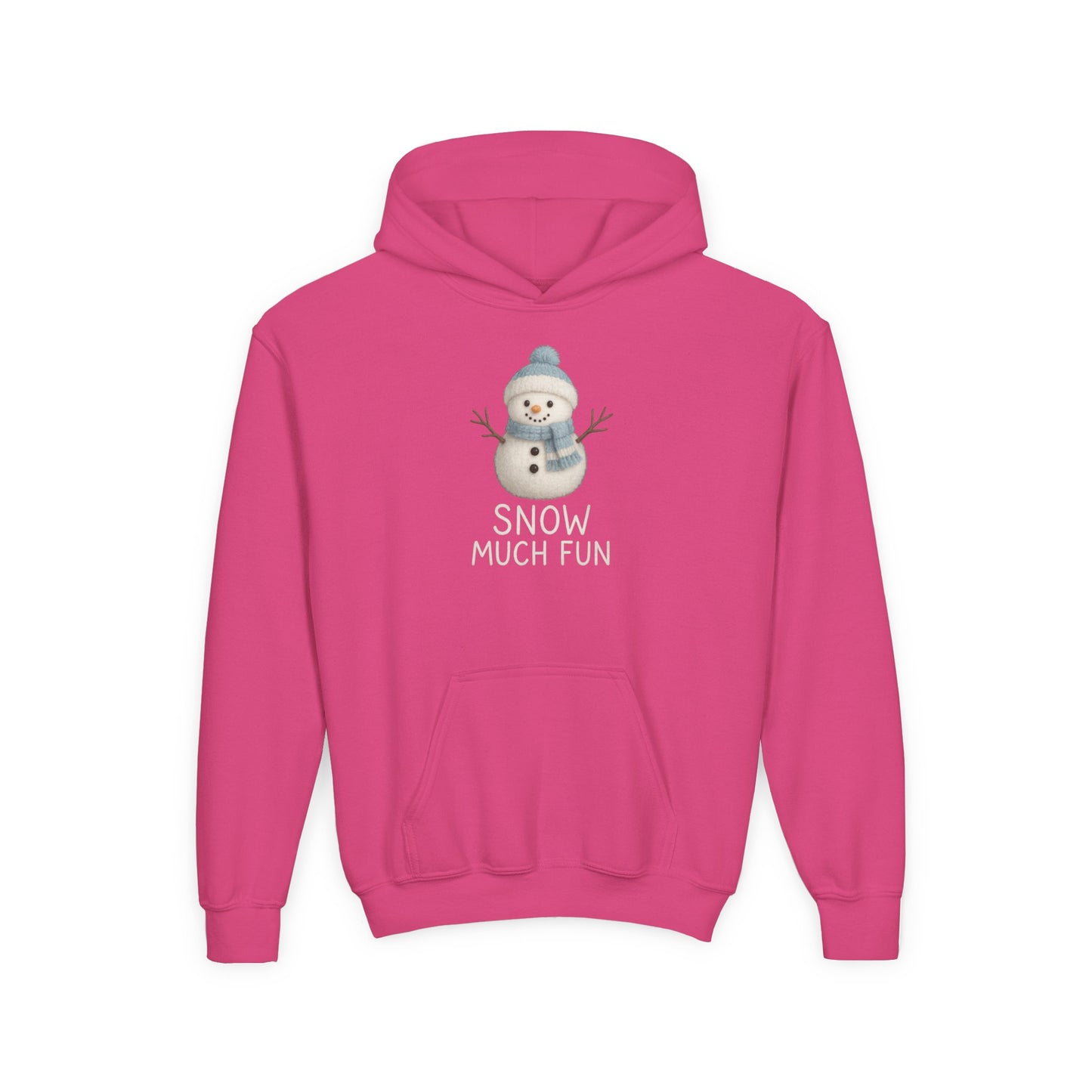 Youth Snow Much Fun Hoodie | Snowman Kids Hooded Sweatshirt | Cozy Winter Clothing