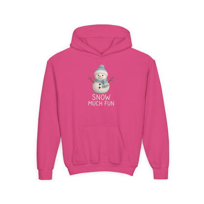 Youth Snow Much Fun Hoodie | Snowman Kids Hooded Sweatshirt | Cozy Winter Clothing