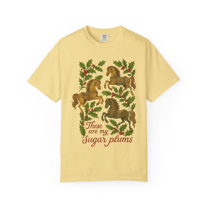 Sugar Plums T-Shirt | Horse & Foliage Clothing | Vintage Equestrian Holiday Tee
