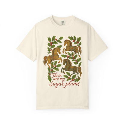 Sugar Plums T-Shirt | Horse & Foliage Clothing | Vintage Equestrian Holiday Tee
