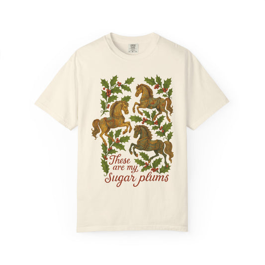 Sugar Plums T-Shirt | Horse & Foliage Clothing | Vintage Equestrian Holiday Tee