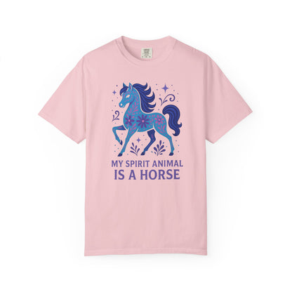 My Spirit Animal is a Horse Blue T-Shirt | Boho Horse Tee | Unique Equestrian Gift | Spiritual Horse Lover Shirt | Hippie Horse Apparel