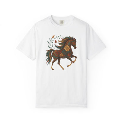 Southwest Flower Pony T-Shirt | Horse Illustration T-Shirt | Floral Trotting Stallion Tee