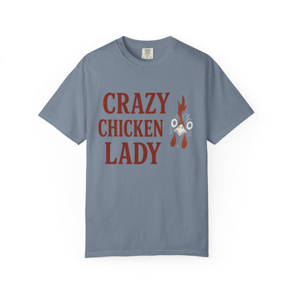 Red Crazy Chicken Lady T-Shirt | Funny Poultry Lover Gift | Chicken Owner Graphic Tee