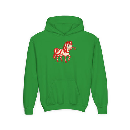 Youth Peppermint Pony Hoodie | Kids Hoodie for Christmas | Festive Children's Apparel