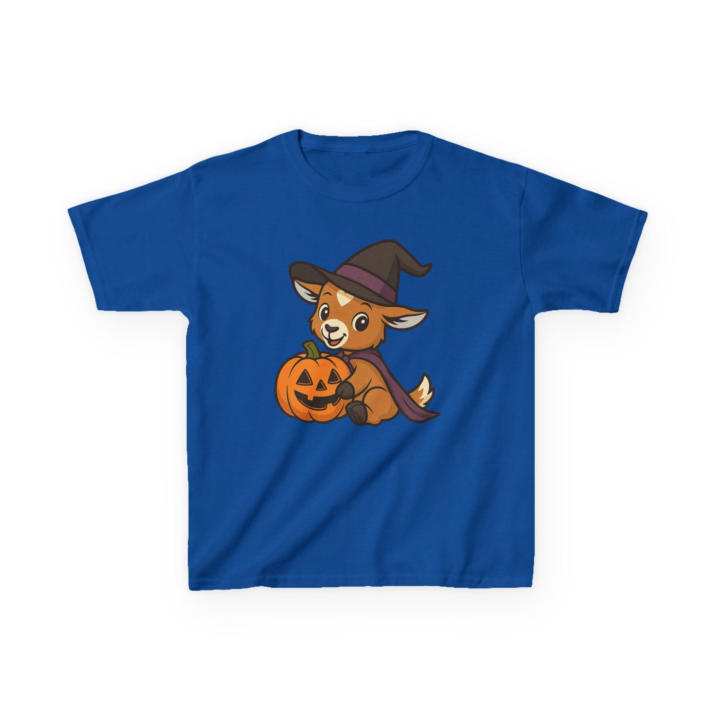 Youth Halloween 5 - Witchy Kid with Pumpkin T-Shirt | Cute Kid Pumpkin Tee | Kids Witch Hat T-Shirt | School Halloween Party Outfit