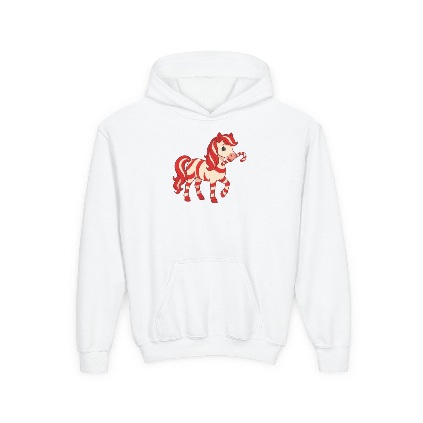 Youth Peppermint Pony Hoodie | Kids Hoodie for Christmas | Festive Children's Apparel