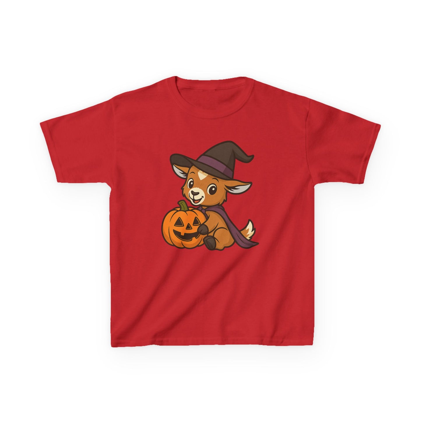 Youth Halloween 5 - Witchy Kid with Pumpkin T-Shirt | Cute Kid Pumpkin Tee | Kids Witch Hat T-Shirt | School Halloween Party Outfit