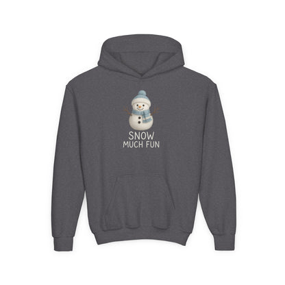 Youth Snow Much Fun Hoodie | Snowman Kids Hooded Sweatshirt | Cozy Winter Clothing