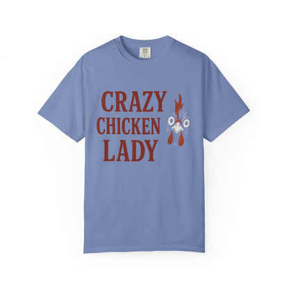 Red Crazy Chicken Lady T-Shirt | Funny Poultry Lover Gift | Chicken Owner Graphic Tee