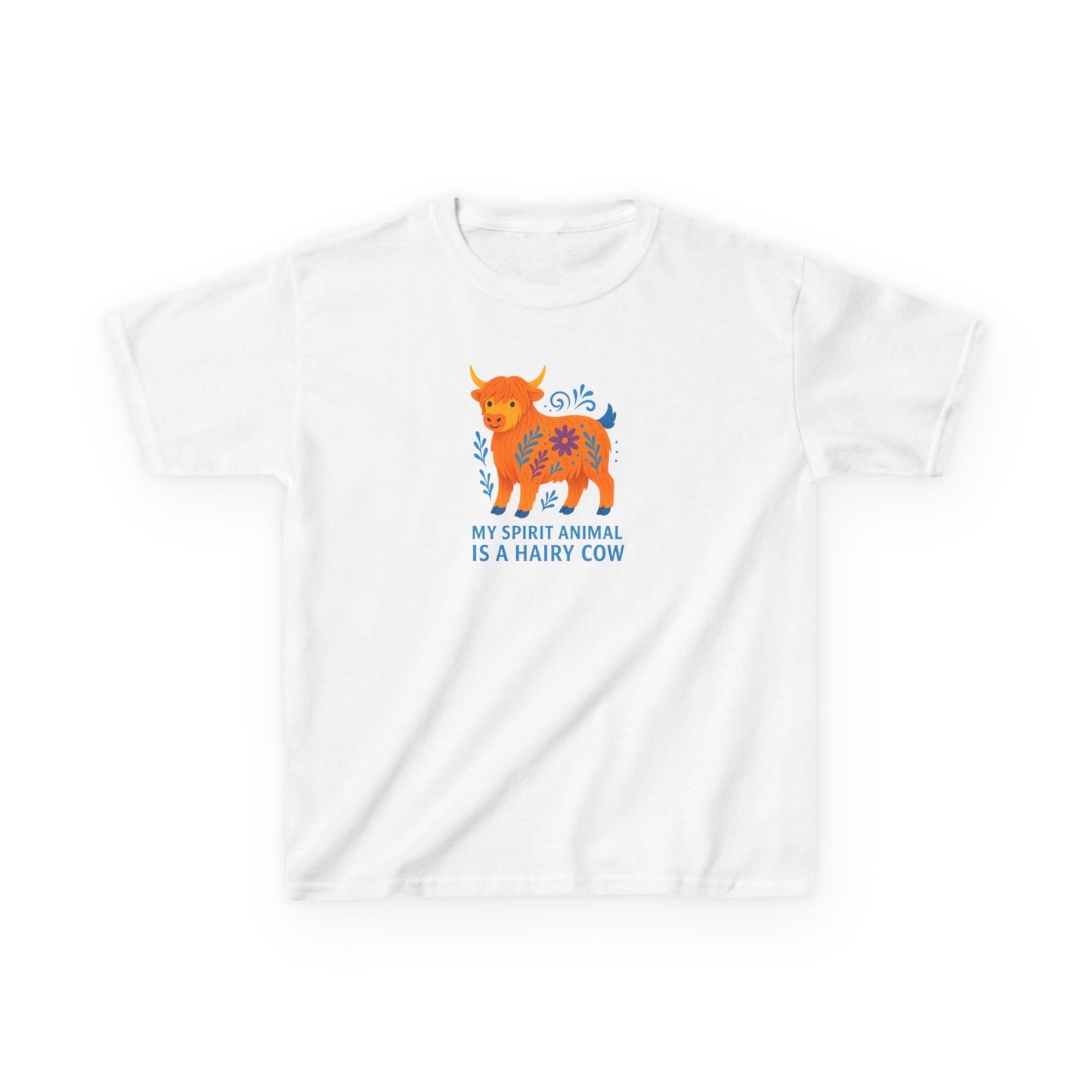 Youth My Spirit Animal is a Hairy Cow T-Shirt | My Spirit Animal Top | Cute Cow Shirt for Kids | Birthday Gift | Young Animal Lover Apparel