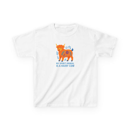 Youth My Spirit Animal is a Hairy Cow T-Shirt | My Spirit Animal Top | Cute Cow Shirt for Kids | Birthday Gift | Young Animal Lover Apparel