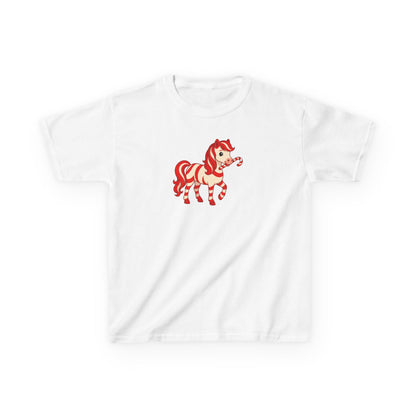 Youth Peppermint Pony T-Shirt | Whimsical Holiday Kids Tee | Festive Children's Apparel