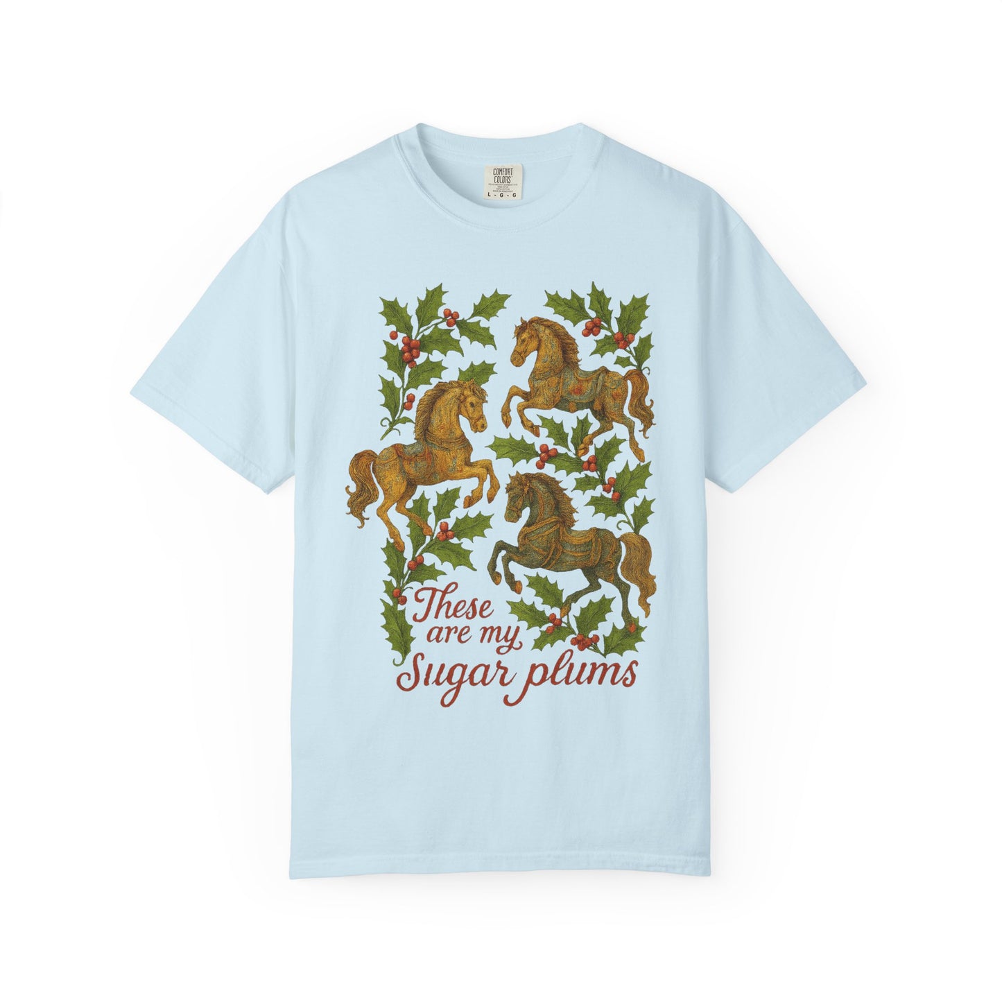 Sugar Plums T-Shirt | Horse & Foliage Clothing | Vintage Equestrian Holiday Tee