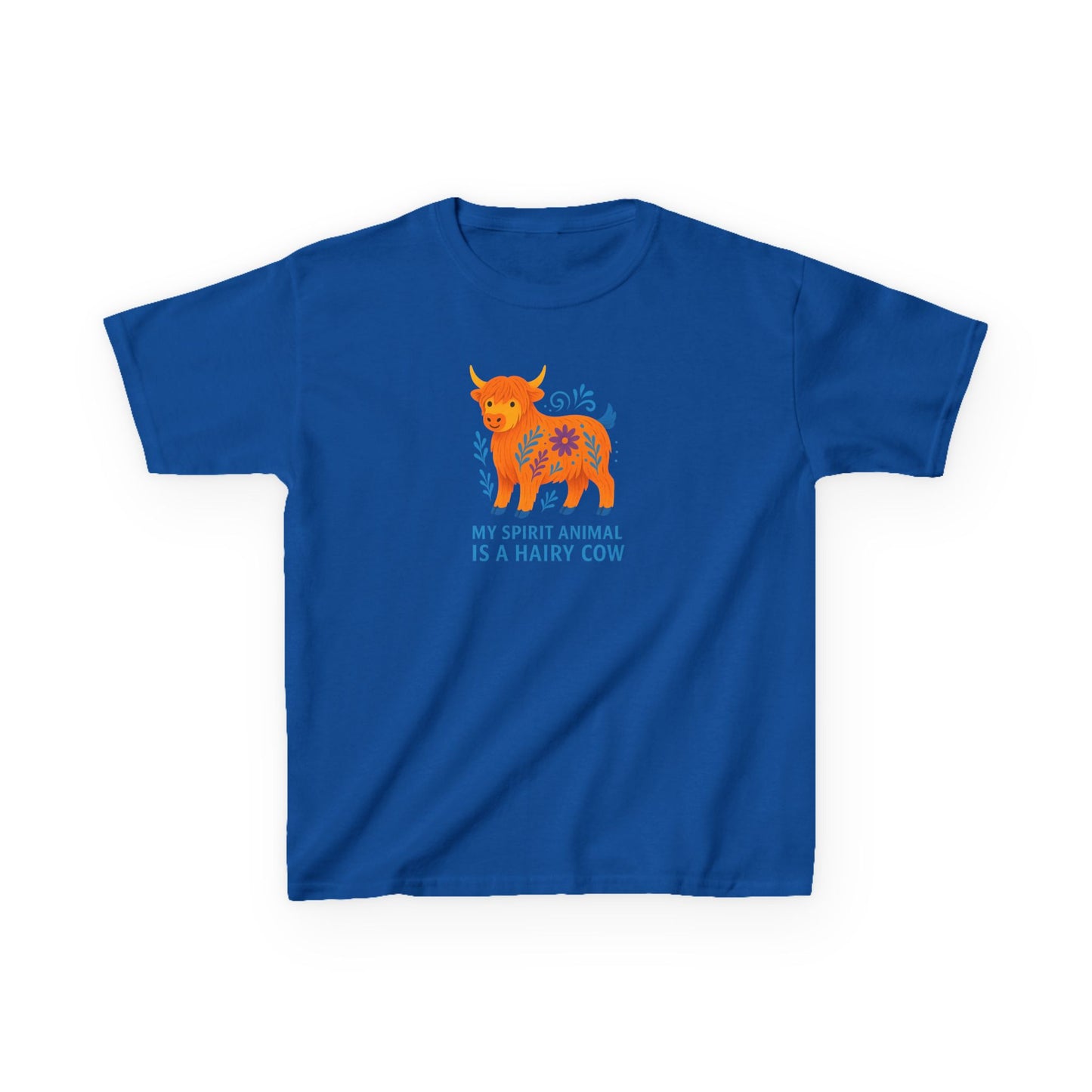 Youth My Spirit Animal is a Hairy Cow T-Shirt | My Spirit Animal Top | Cute Cow Shirt for Kids | Birthday Gift | Young Animal Lover Apparel