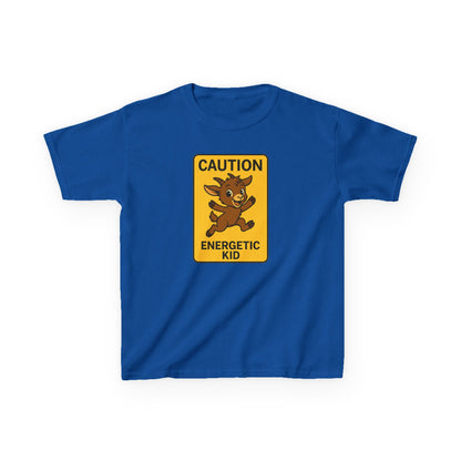 Youth Energetic Kid T-Shirt | Caution T-shirt for Playful Children | Fun Gift for Kids | Adventure Wear | Unique Birthday Present