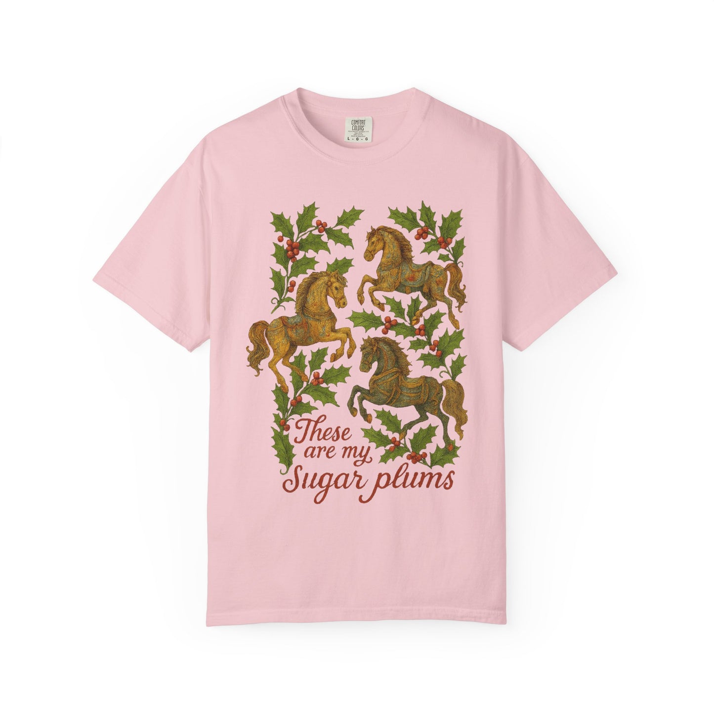 Sugar Plums T-Shirt | Horse & Foliage Clothing | Vintage Equestrian Holiday Tee