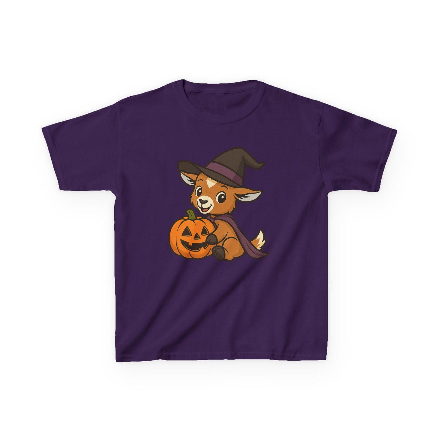 Youth Halloween 5 - Witchy Kid with Pumpkin T-Shirt | Cute Kid Pumpkin Tee | Kids Witch Hat T-Shirt | School Halloween Party Outfit