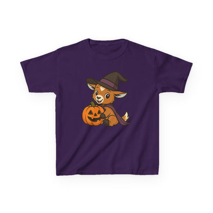 Youth Halloween 5 - Witchy Kid with Pumpkin T-Shirt | Cute Kid Pumpkin Tee | Kids Witch Hat T-Shirt | School Halloween Party Outfit