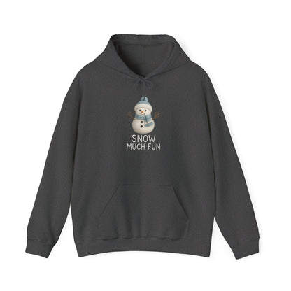 Snow Much Fun Hoodie | Cute Snowman Winter Holiday Hooded Sweatshirt | Cozy Winter Clothing