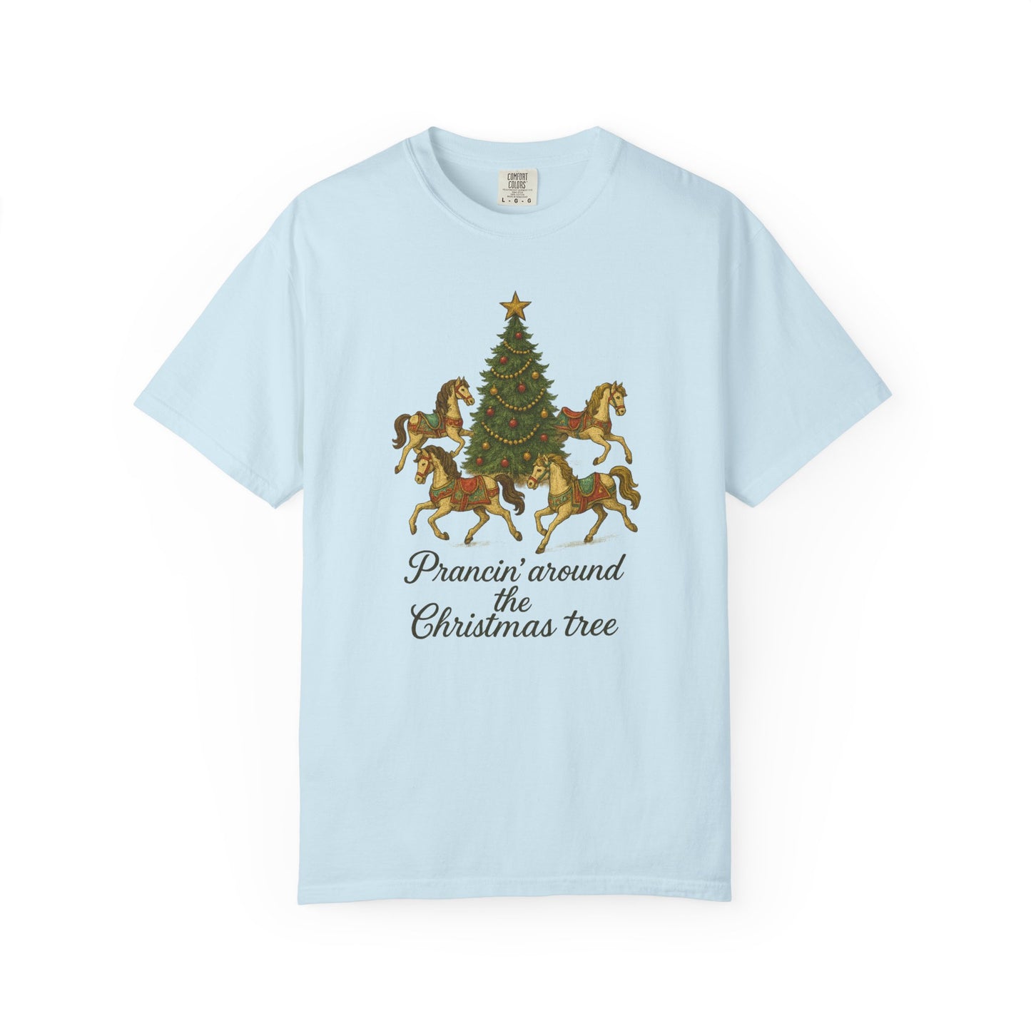 Prancin' Around the Christmas Tree T-Shirt | Christmas Carousel Top | Holiday Design Clothing | Unisex T-shirt