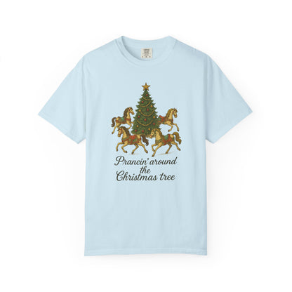Prancin' Around the Christmas Tree T-Shirt | Christmas Carousel Top | Holiday Design Clothing | Unisex T-shirt