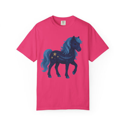 Starry Night Pony T-Shirt | Celestial Horse Tee | Magical Animal Shirt | Unique Equestrian Gift | Fantasy Horse Lover Apparel