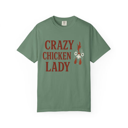 Red Crazy Chicken Lady T-Shirt | Funny Poultry Lover Gift | Chicken Owner Graphic Tee
