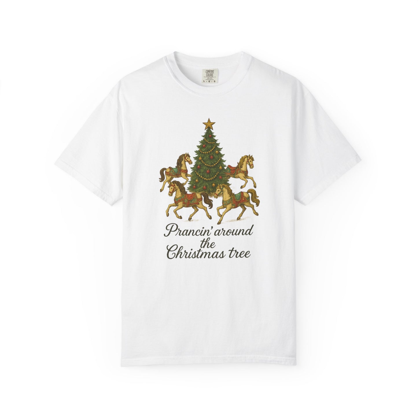 Prancin' Around the Christmas Tree T-Shirt | Christmas Carousel Top | Holiday Design Clothing | Unisex T-shirt
